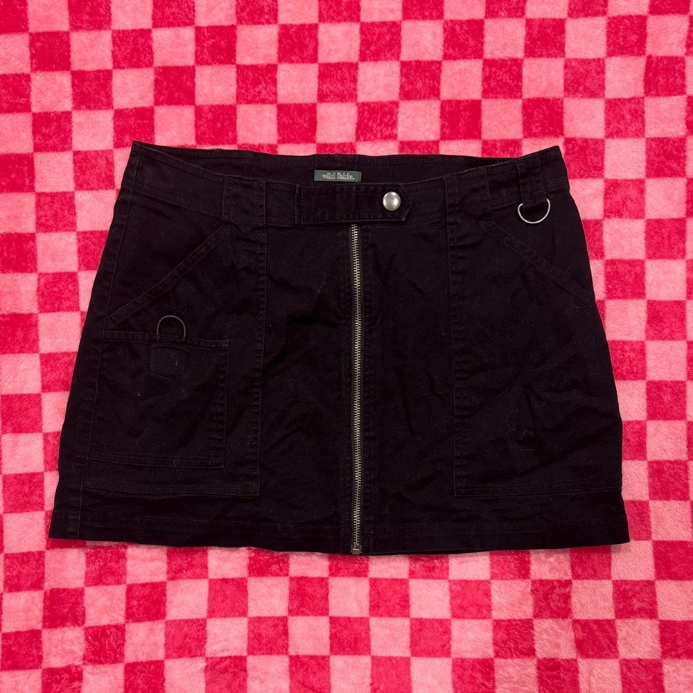 Wild Fable Black Mini Skirt with Front Zipper